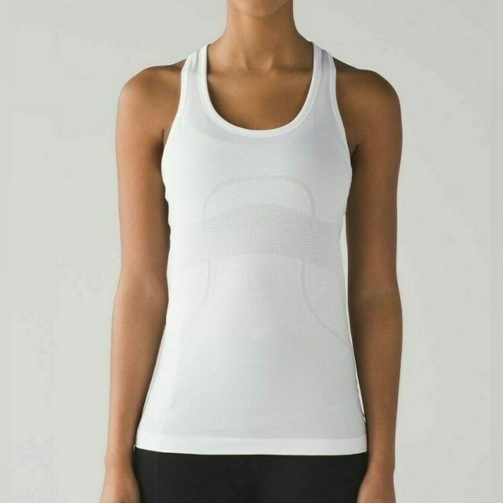 Lululemon Swiftly  Tank Top White Women's Size 6 Active Yoga Athletic